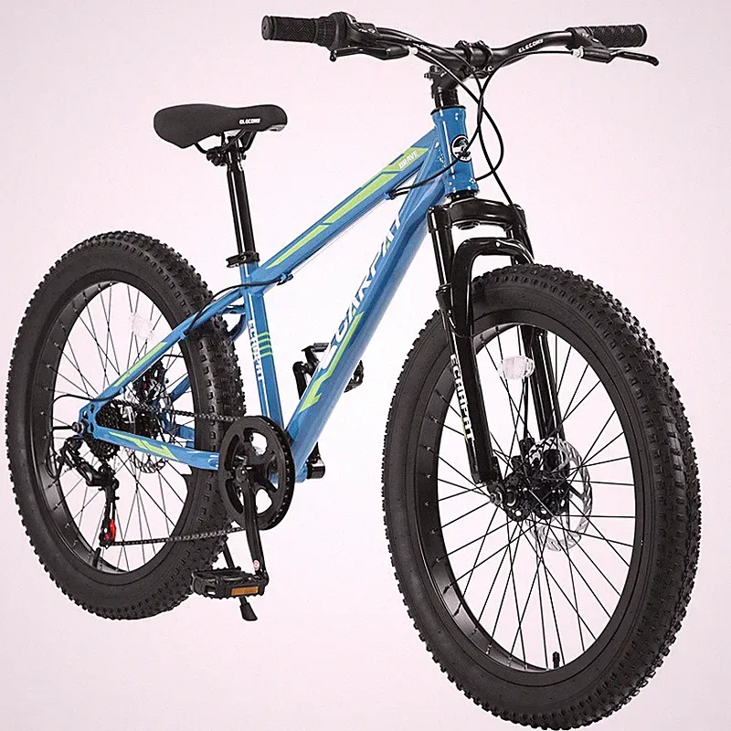 24" Fat Tire Bike Shimano 7-Speed Front Suspension Mountain Bike for Adult Youth