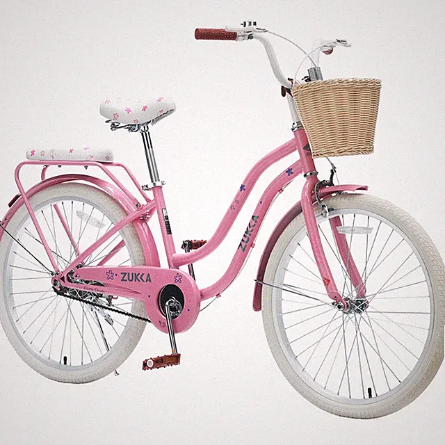 24 Inch Cruiser Bike for Girls Single Speed with Basket Rear Rack