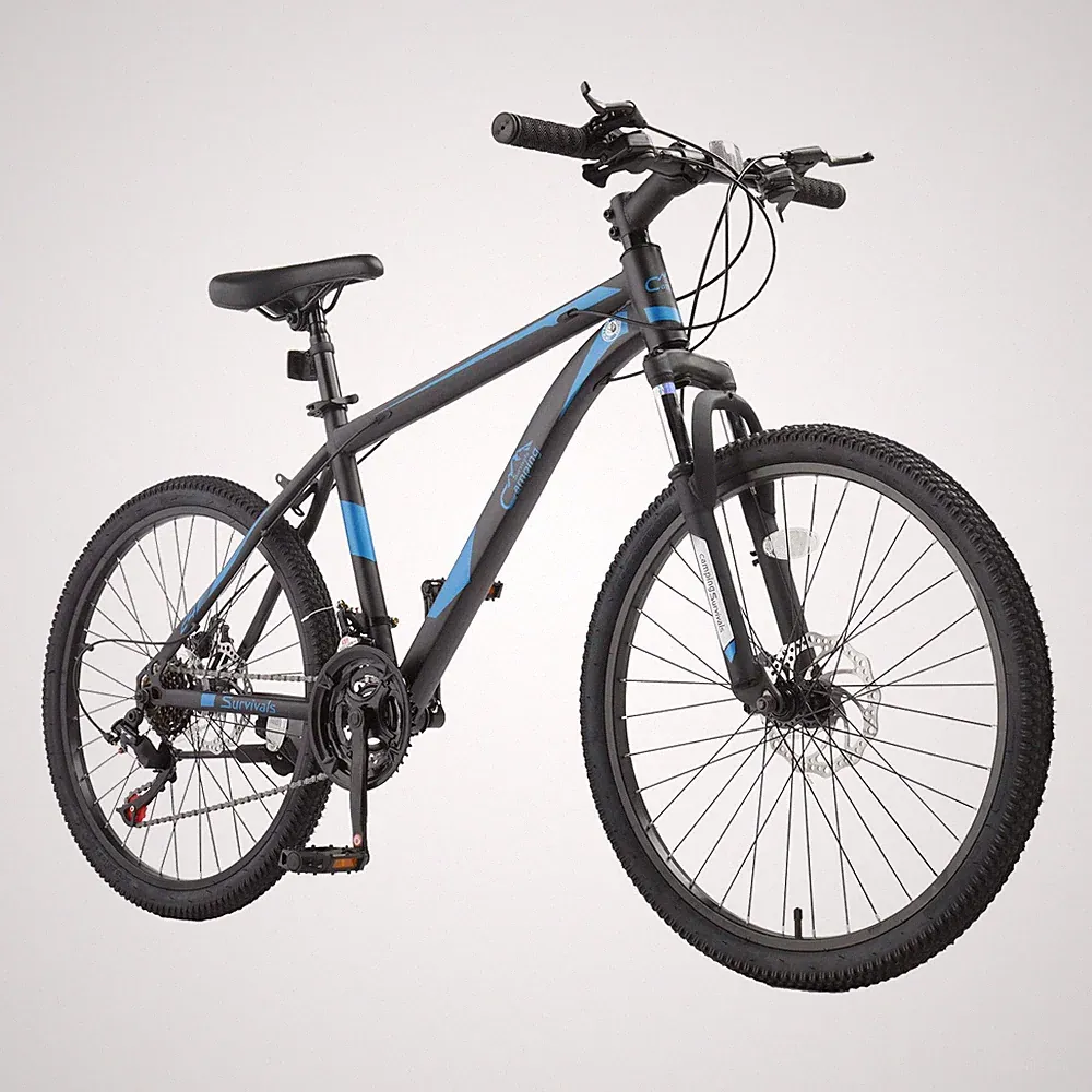 24 Inch Mountain Bike, 7/21-Speed Bicycle with Double Disc Brake