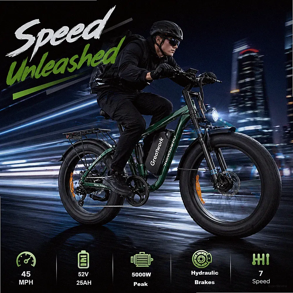 5000W Peak Dual Motor Electric Bike 24in 45MPH Hydraulic Brake Mountain Bicycle