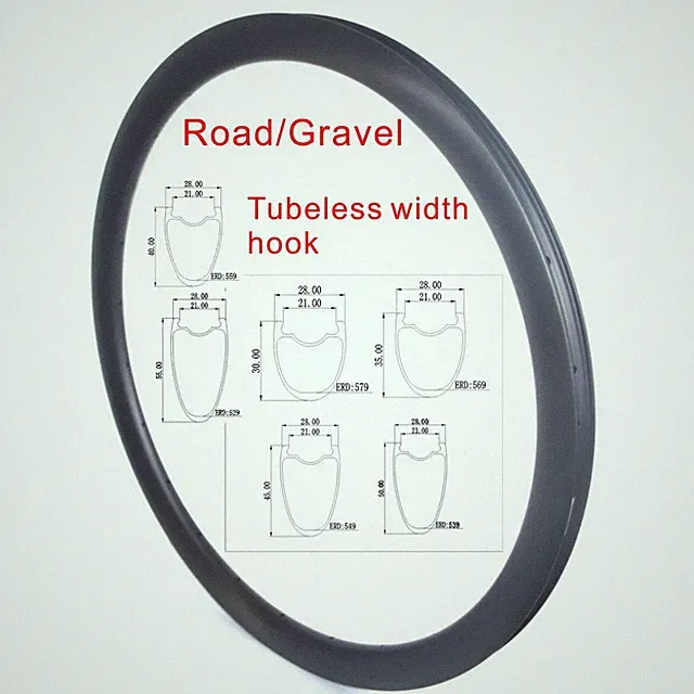 700C Gravel Road Bike Carbon Fiber Rims Disc Brake Tubeless Bicycle Wheel 24 28H