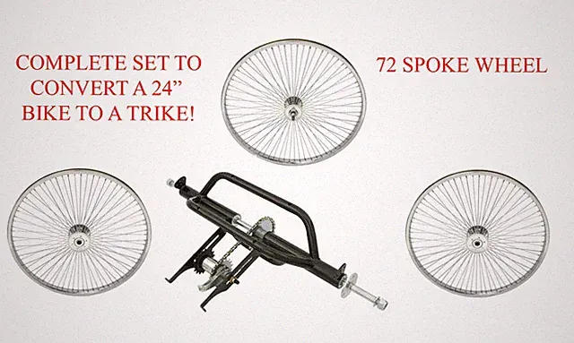 NEW!! 24" BLK/CP COMPLETE SET TO CONVERT A 24" BIKE TO A TRIKE! ALMOST GONE!!!