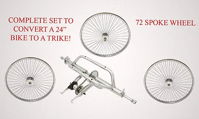 NEW!! 24" CHROME COMPLETE SET TO CONVERT A 24" BIKE TO A TRIKE! ALMOST GONE!!!