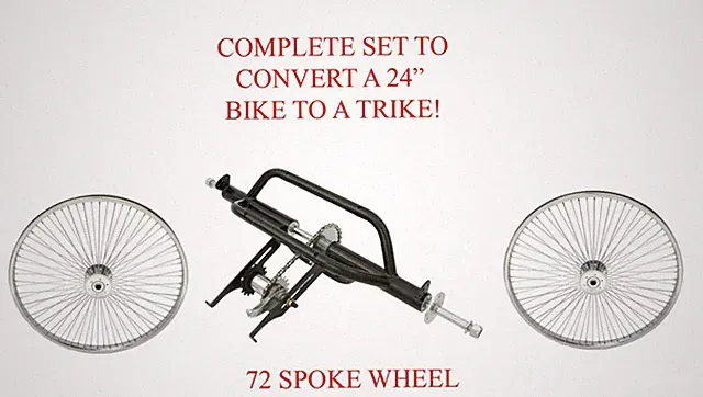 NEW!! 24" CP/BLK COMPLETE SET TO CONVERT A 24" BIKE TO A TRIKE! ALMOST GONE!!!